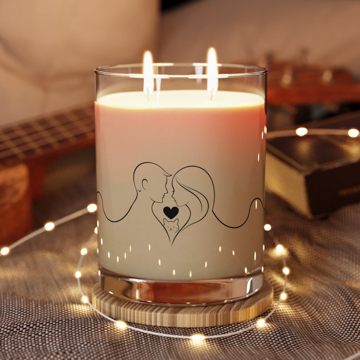Love Lives Here – Valentine Candle (Couple, Cat & Heart)