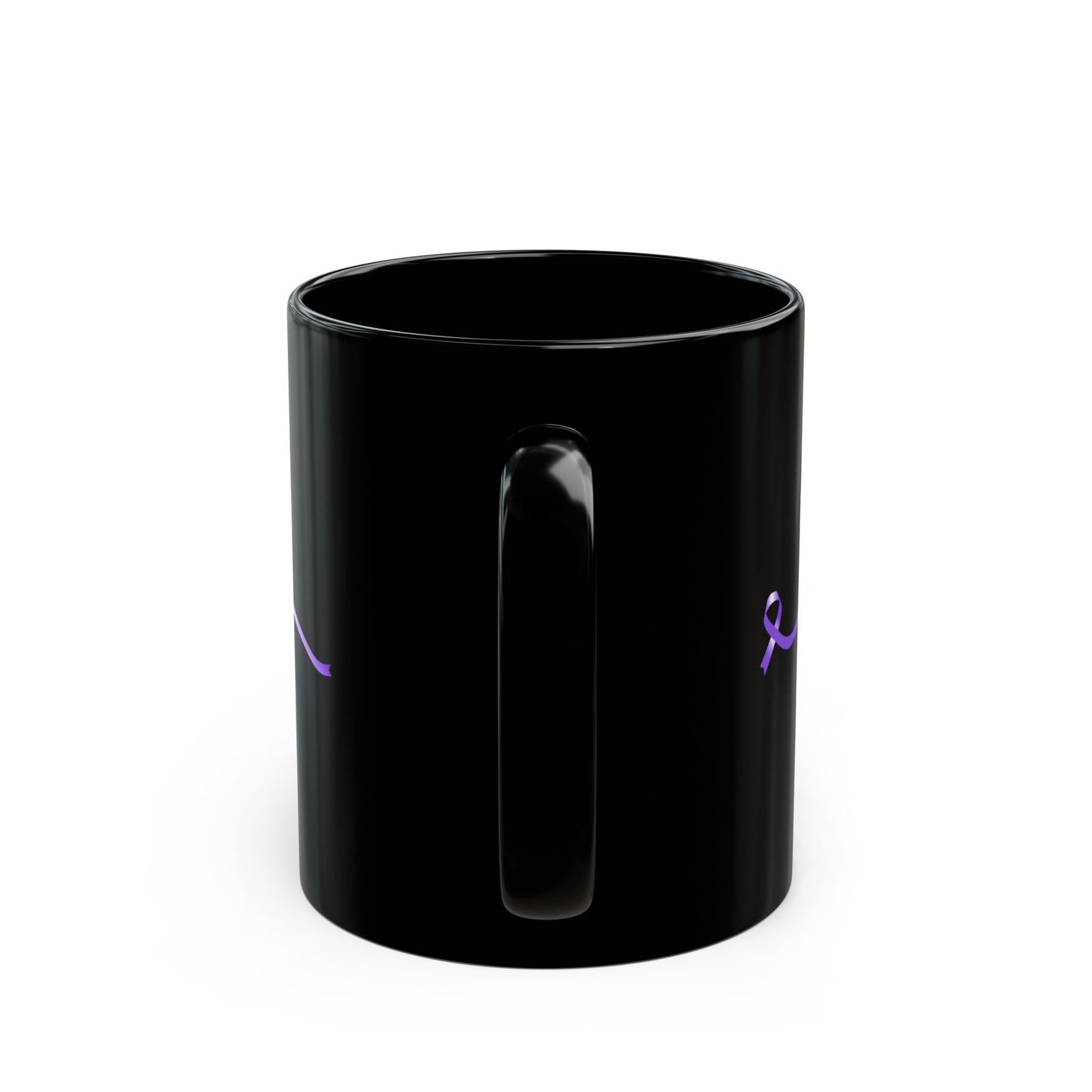 Pause for Epilepsy Awareness Purple Ribbon Black Ceramic Mug (11oz & 15oz)