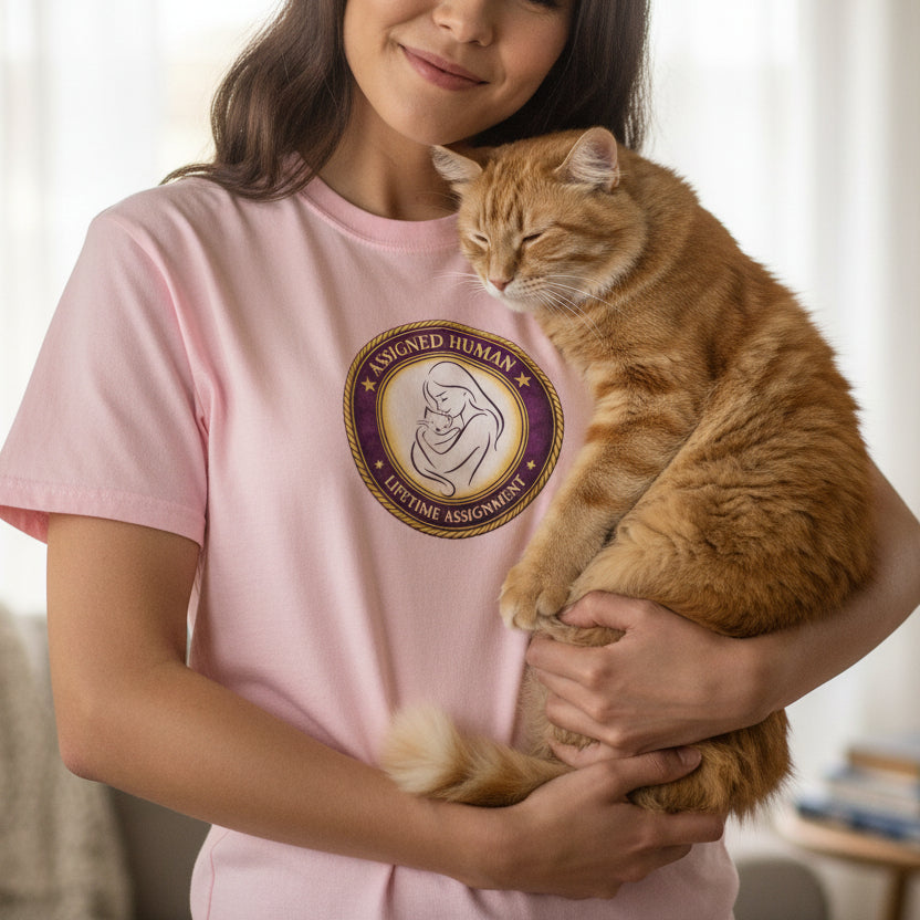 Assigned Human – Lifetime Assignment T-Shirt | Cat Lover Seal Tee