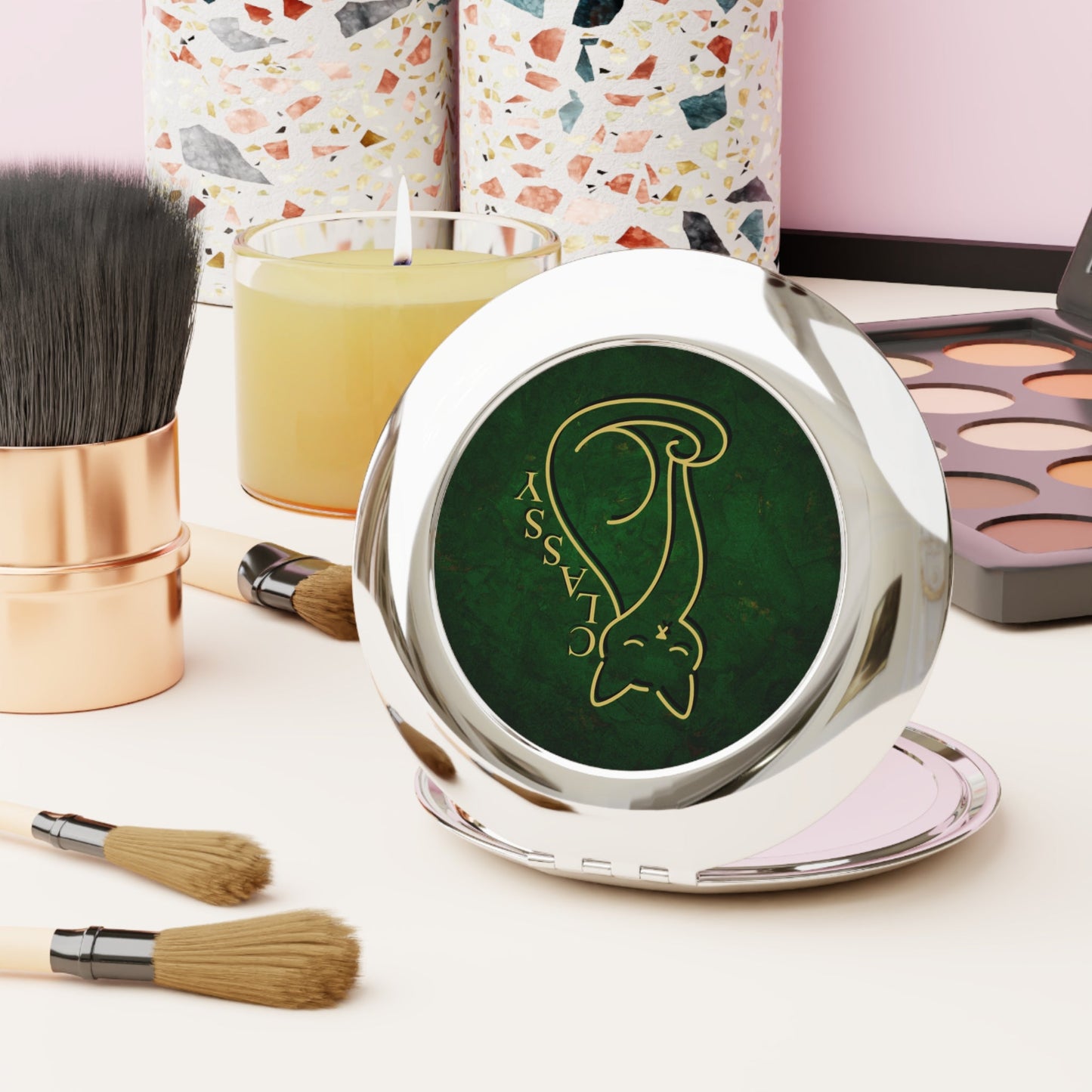 Classy Cat One-Line Compact Mirror