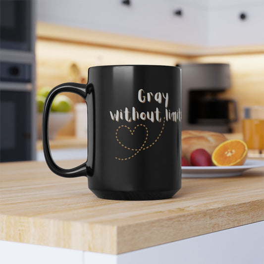Gray Without Limits Inspirational Mug - 15oz Black Coffee Cup