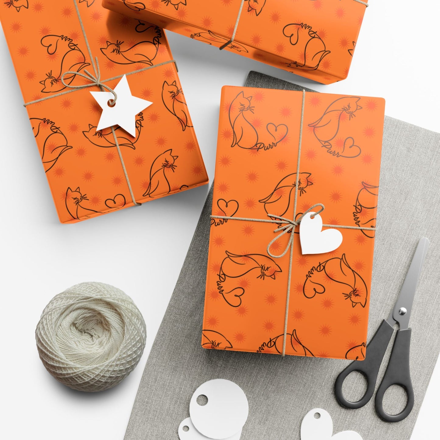 Purr Pattern All-Occasion Gift Wrap – Cat Line Art Wrapping Paper