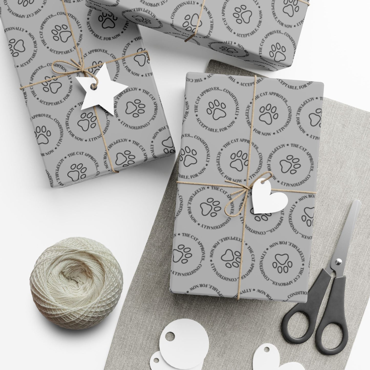 The Cat Approves Gift Wrap Paper (Cat-Themed Humor)