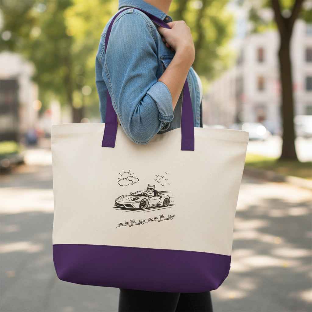 Wander Road Canvas Tote Bag – Heavyweight Zippered Cotton Market Tote