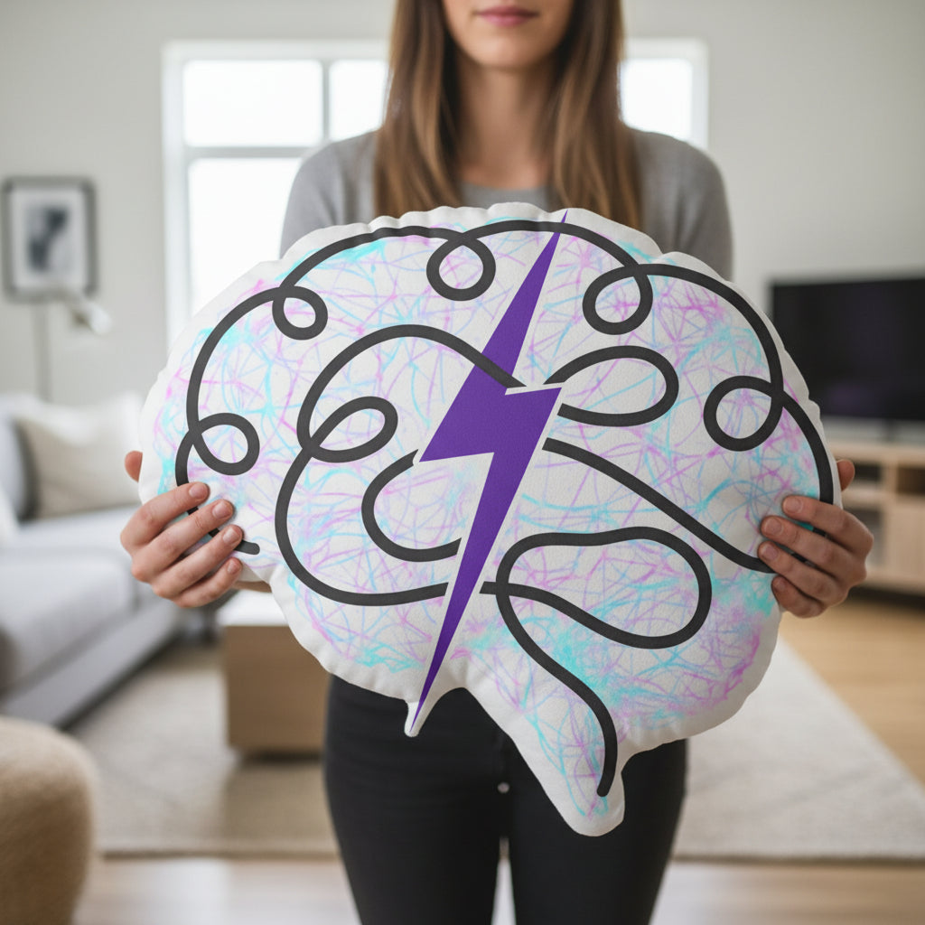 Brain Silhouette Pillow — Built Different, Still Strong