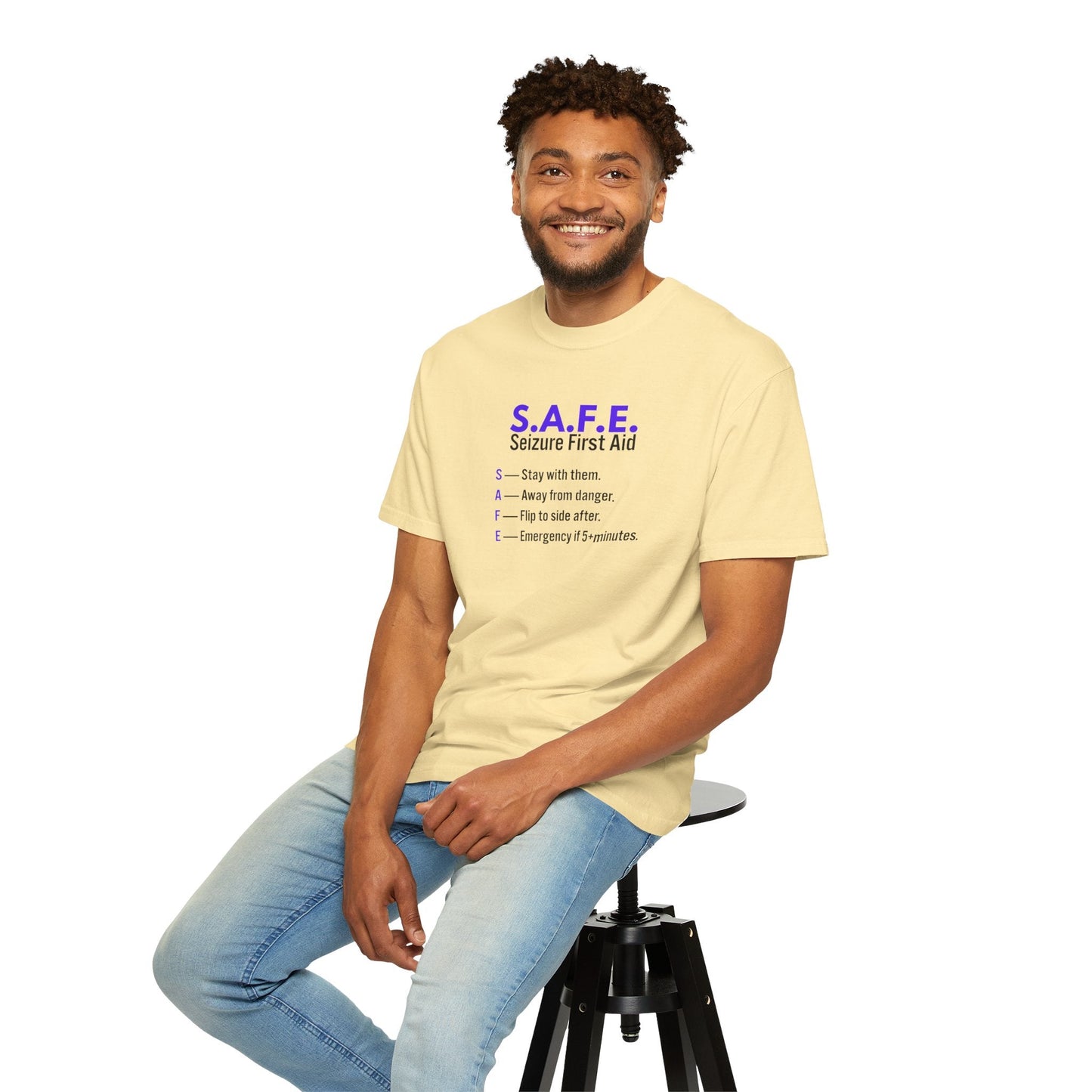 S.A.F.E. Seizure First Aid T-Shirt – Epilepsy Awareness Education Tee