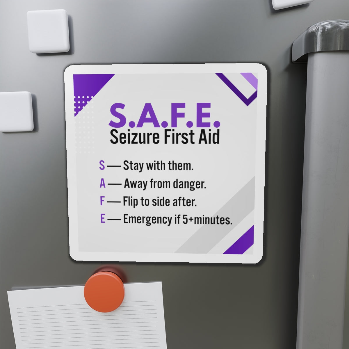S.A.F.E. Seizure First Aid Magnet – Epilepsy Awareness Emergency Guide