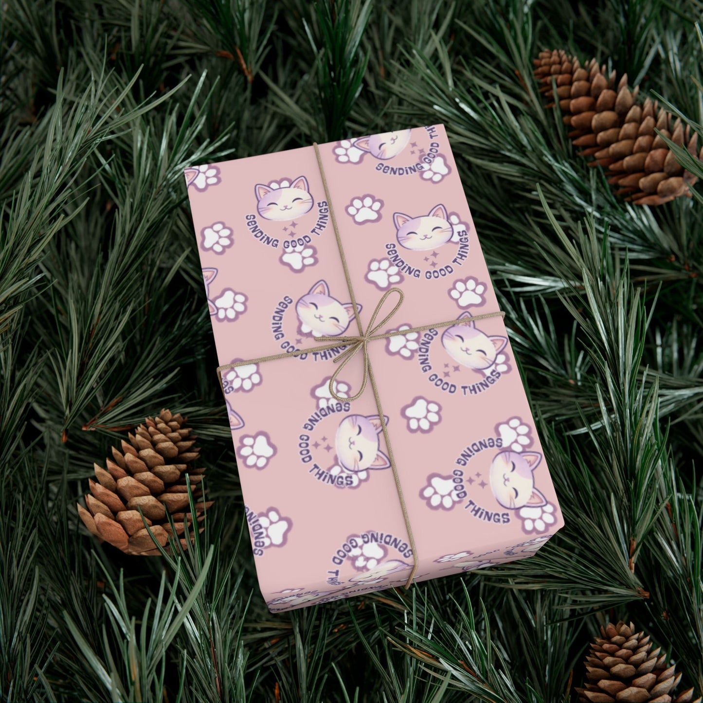Smiling Cat Pattern Gift Wrap | All-Purpose Wrapping Paper