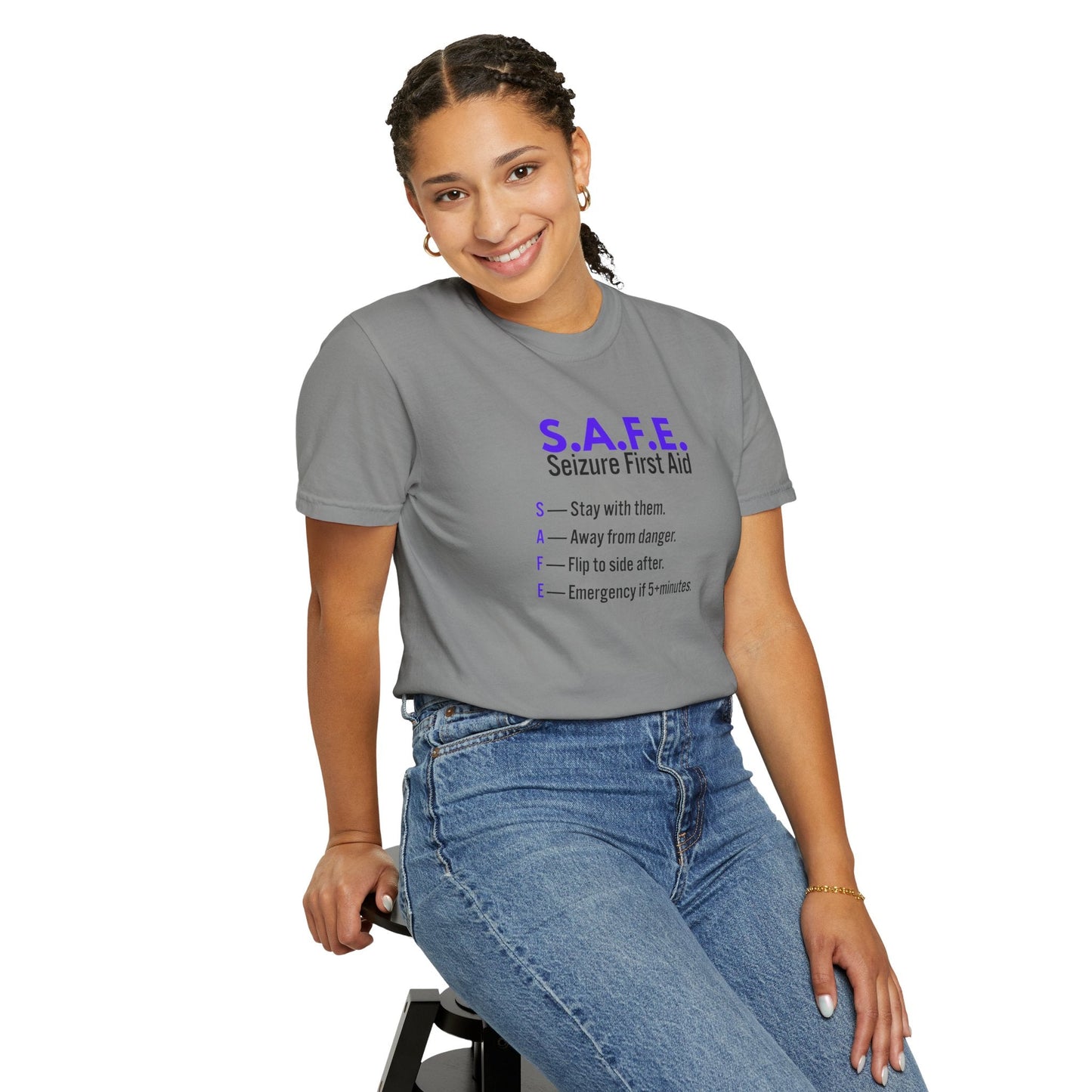 S.A.F.E. Seizure First Aid T-Shirt – Epilepsy Awareness Education Tee
