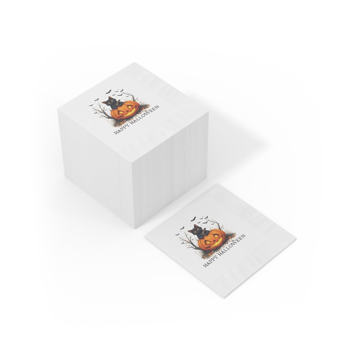 Halloween Napkins with Cats & Pumpkins Design for Spooky Celebrations