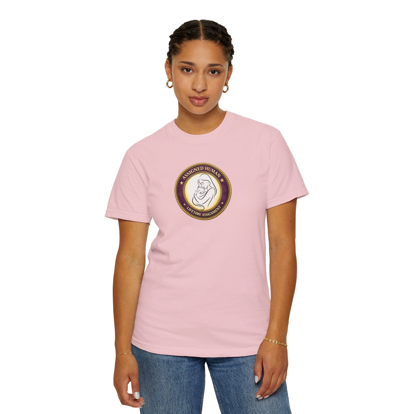 Assigned Human – Lifetime Assignment T-Shirt | Cat Lover Seal Tee