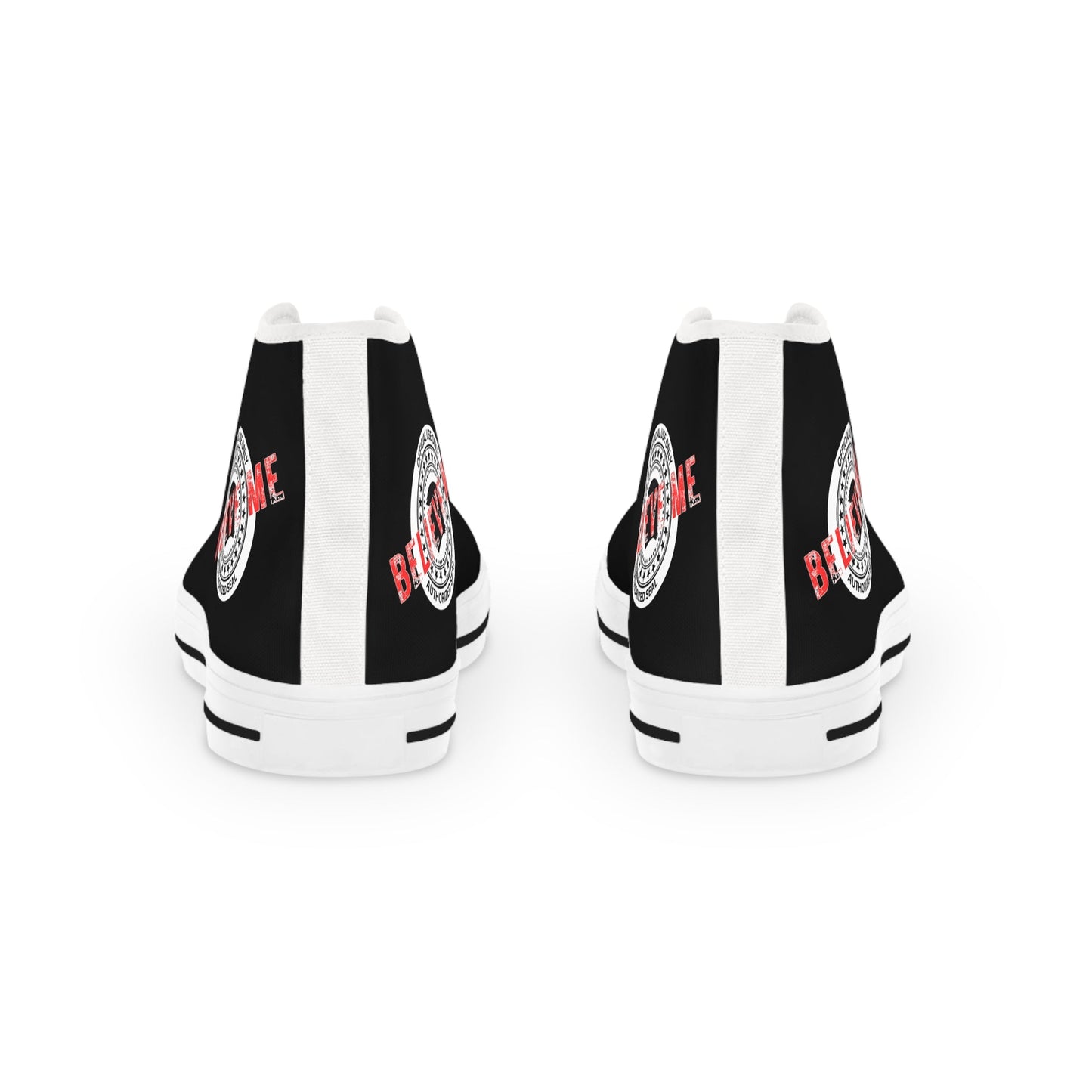 Believe Me Men’s High-Top Sneakers – Political Parody Statement Shoes