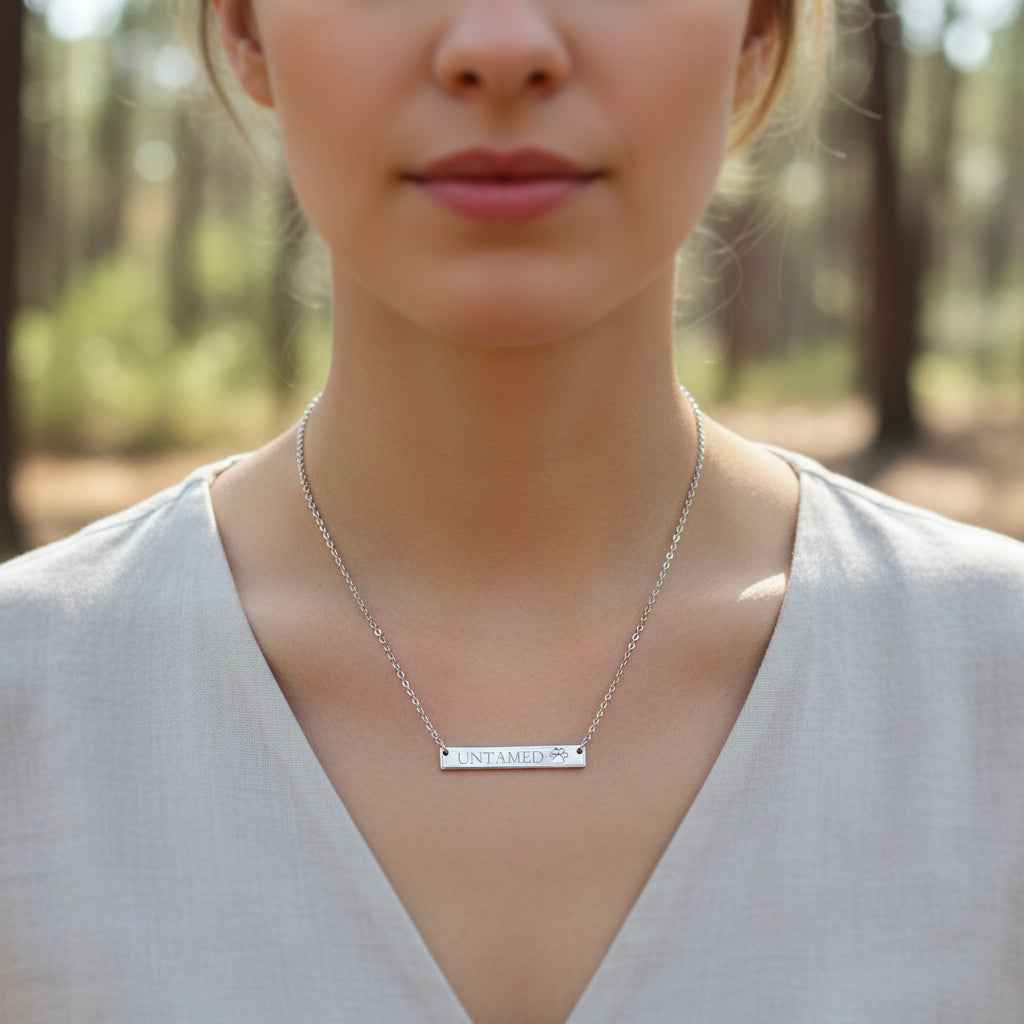 UNTAMED Paw Bar Necklace – Minimalist Cat Attitude Engraved Necklace