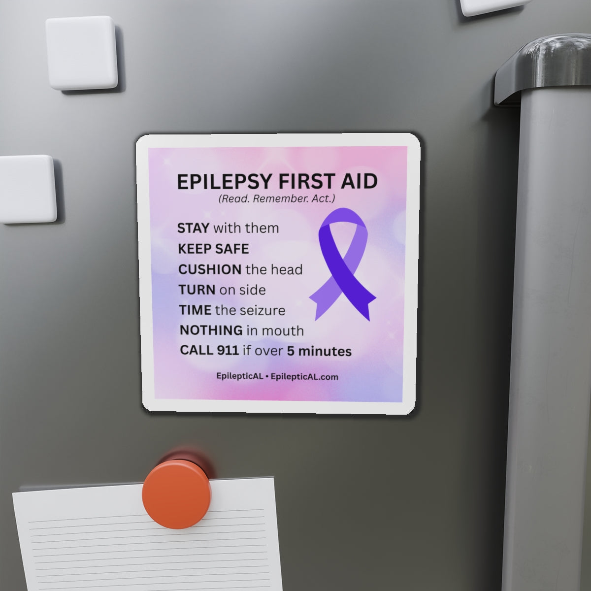 Epilepsy First Aid Magnet | Read. Remember. Act.