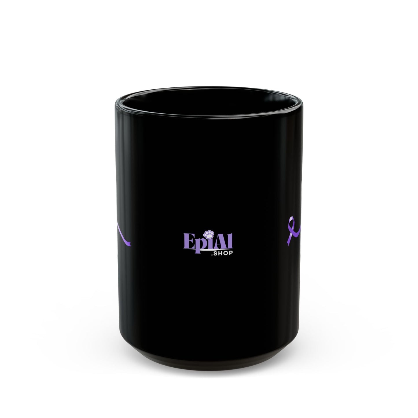 Pause for Epilepsy Awareness Purple Ribbon Black Ceramic Mug (11oz & 15oz)