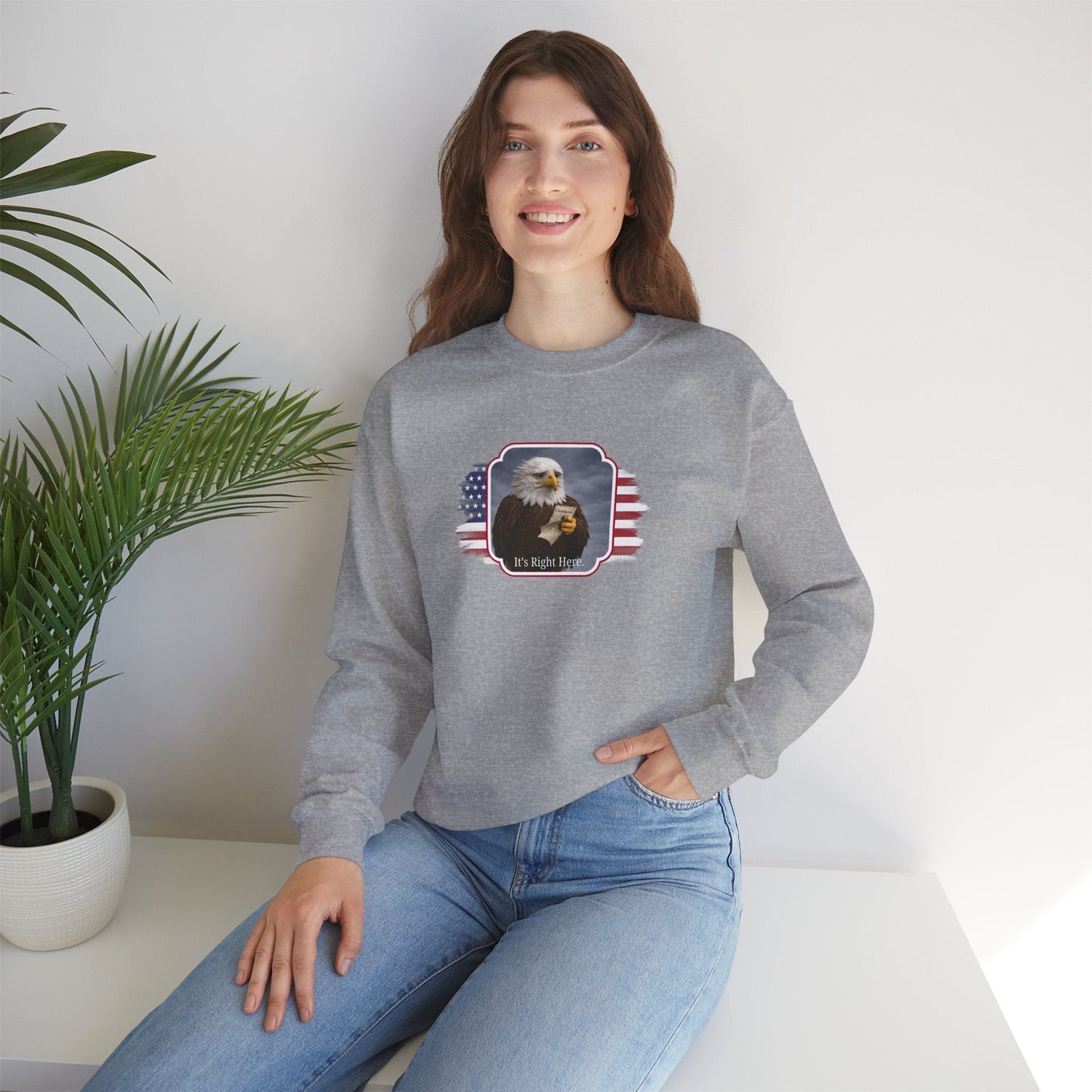 “It’s Right Here” Political Parody Crewneck Sweatshirt