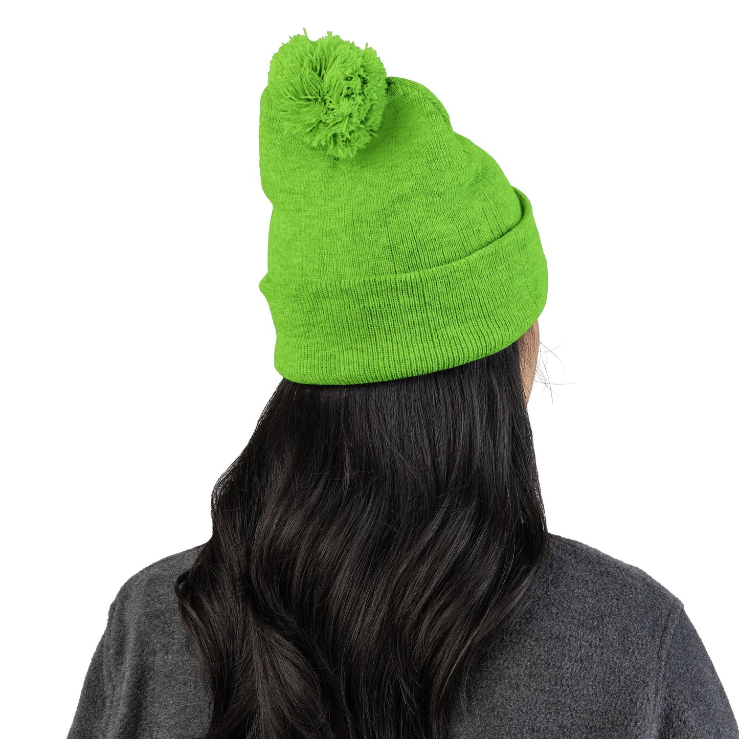 Still Here Pom-Pom Beanie – Epilepsy Awareness Knit Hat with Purple Ribbon