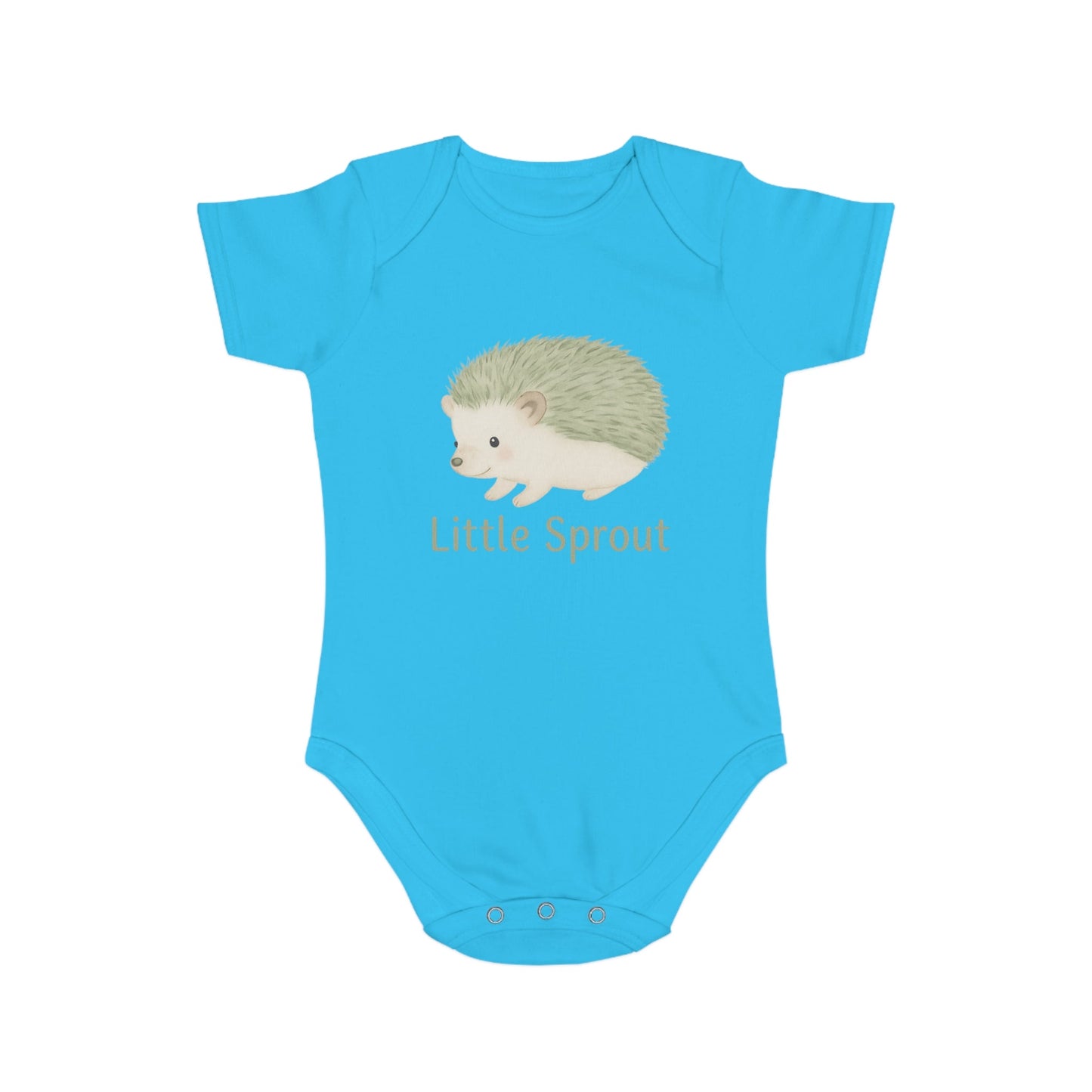 Hedgehog Short Sleeve Baby Bodysuit 'Little Sprout' Organic Cotton Gift for New Parents