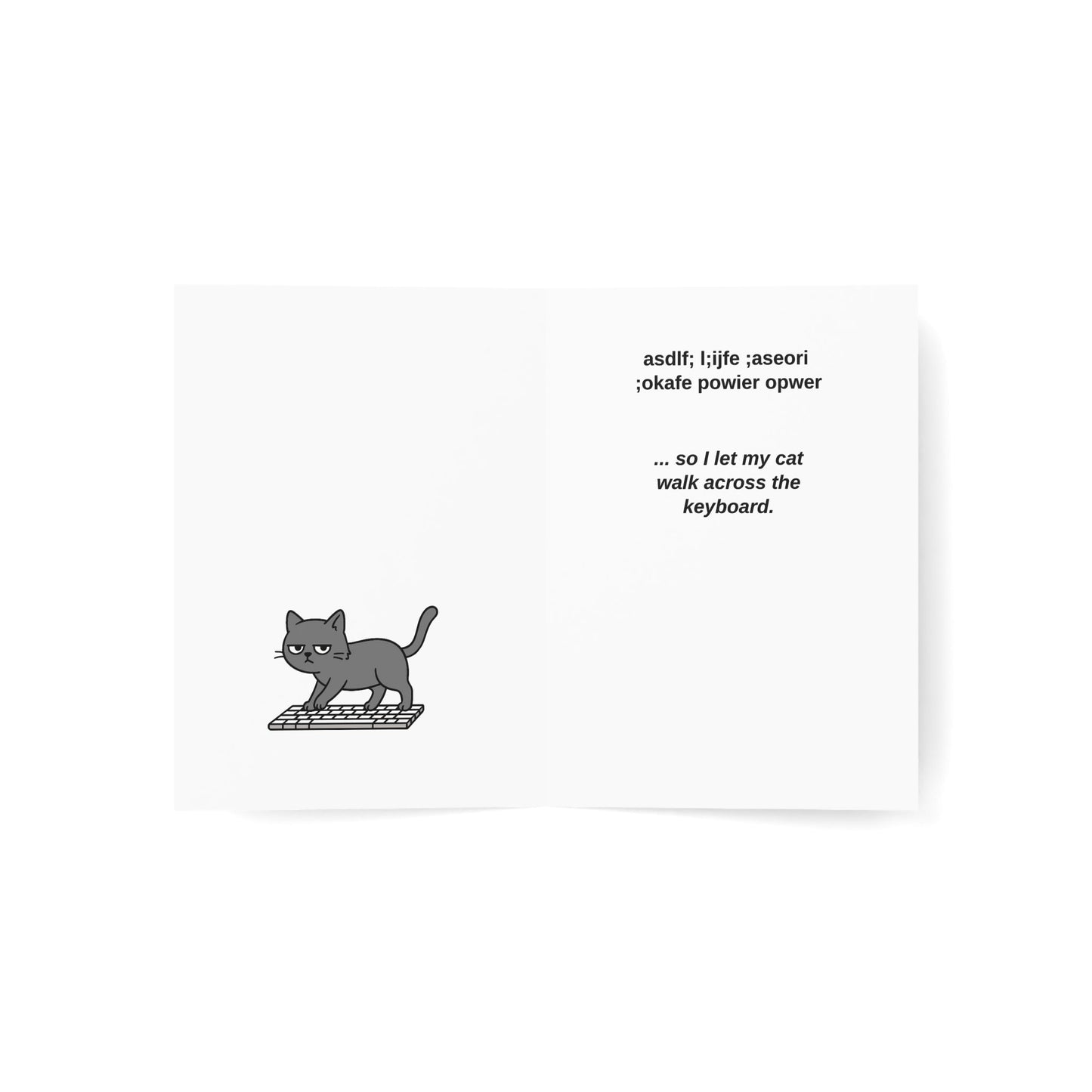 Funny Cat Keyboard Greeting Card – 10, 30, 50 pc. sets