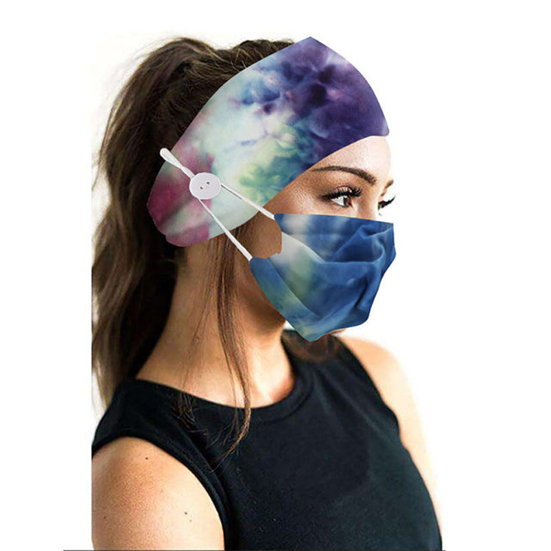 Button headband mask headscarf hair accessory 2-piece set