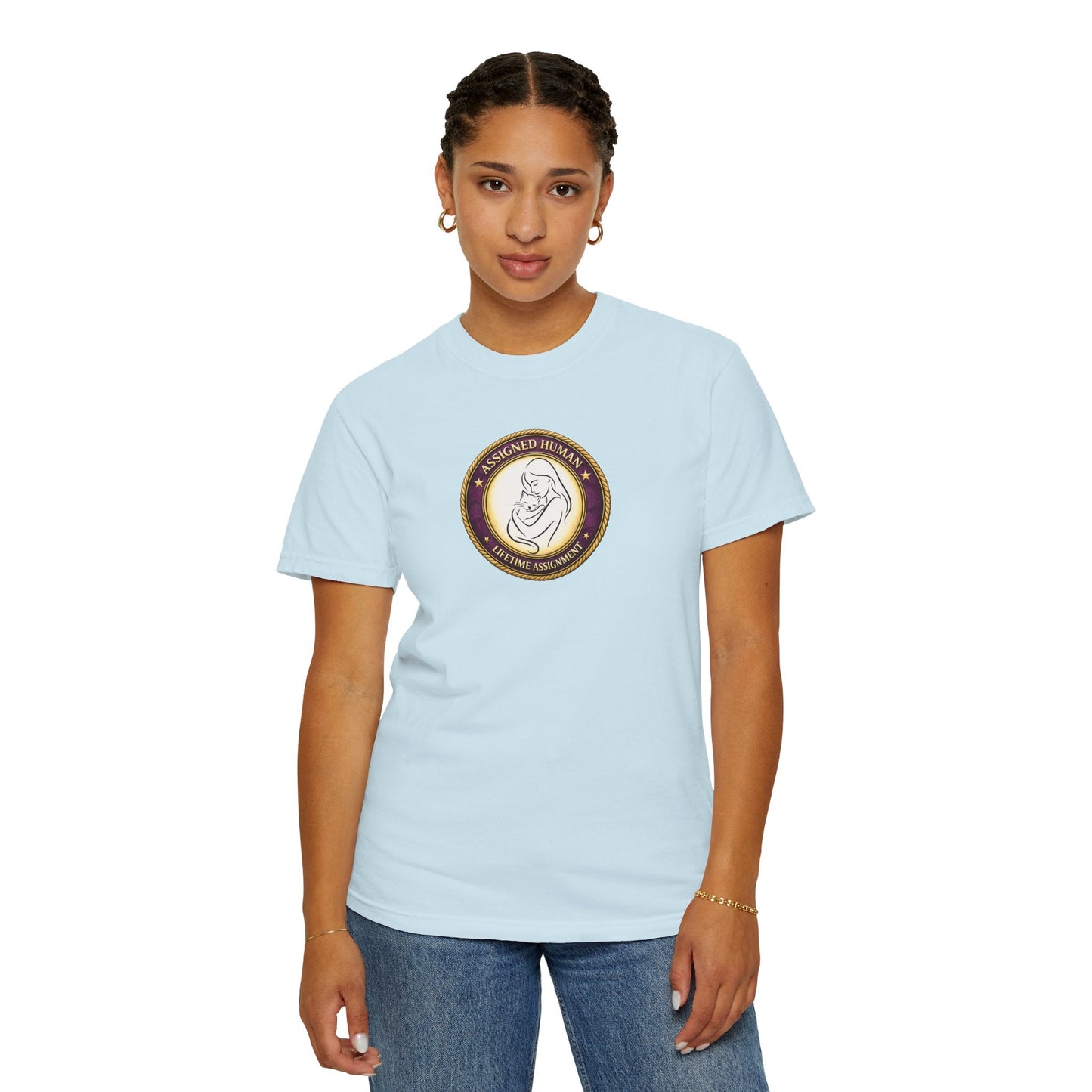 Assigned Human – Lifetime Assignment T-Shirt | Cat Lover Seal Tee