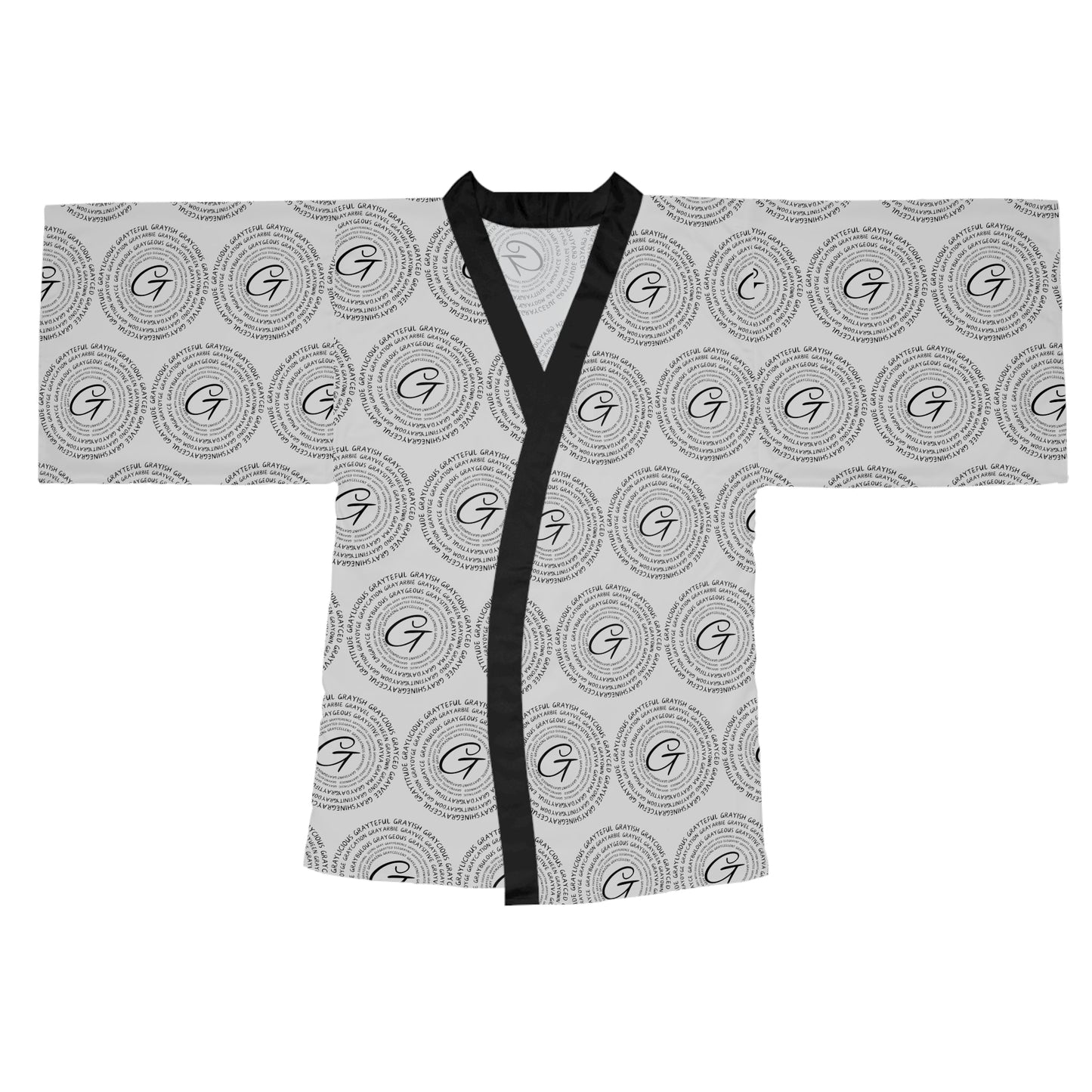 Long Sleeve Kimono Robe (AOP) circle Signature grayceful