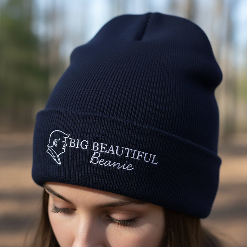 Big Beautiful Beanie — Embroidered Cuffed Knit Hat