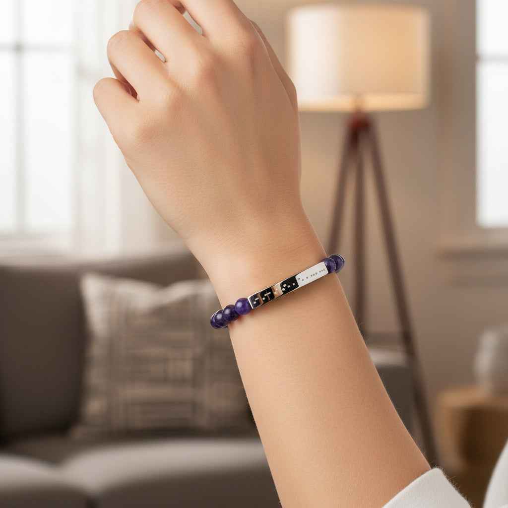 AWARENESS Morse Code Bracelet – Epilepsy Awareness Beaded Bar Bracelet