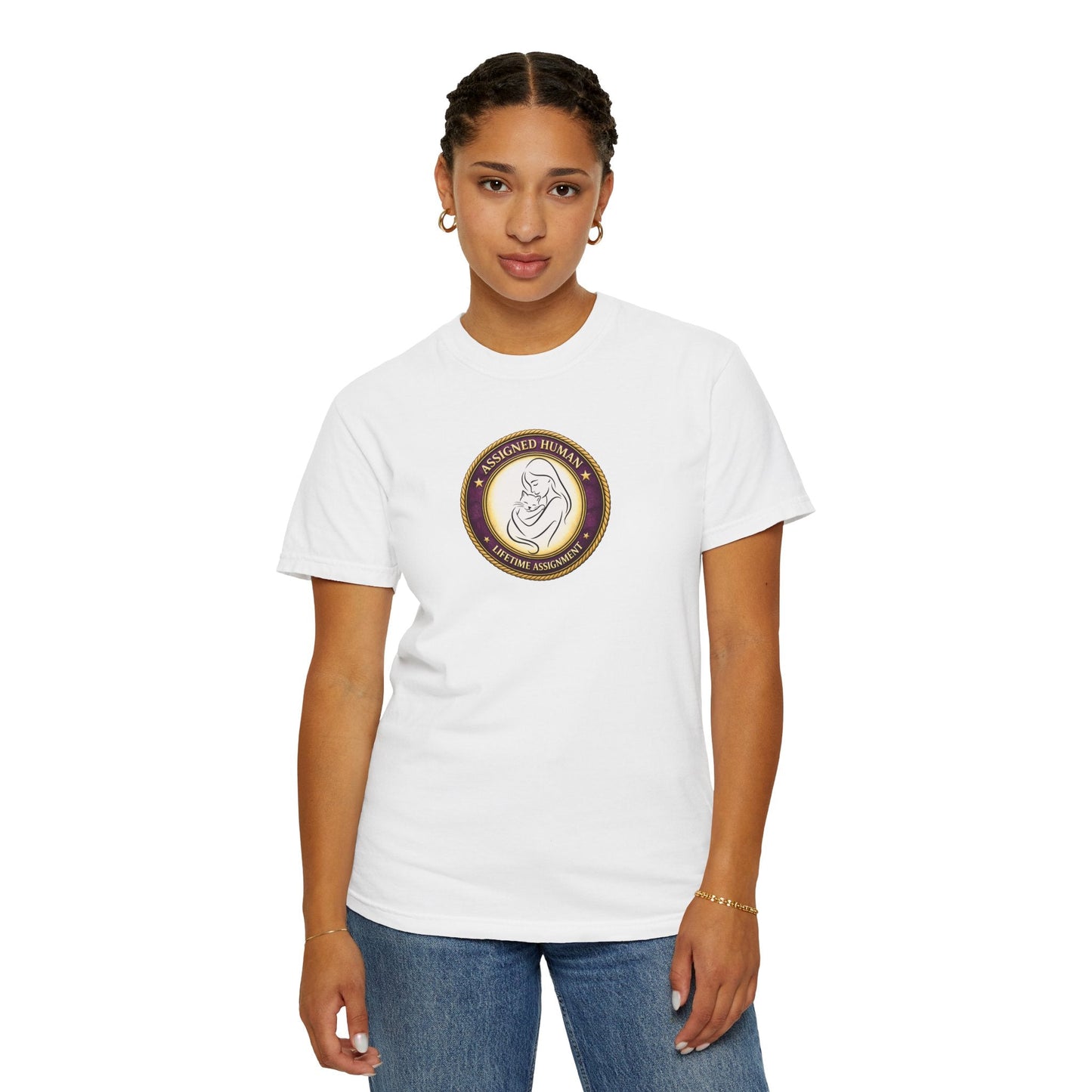 Assigned Human – Lifetime Assignment T-Shirt | Cat Lover Seal Tee