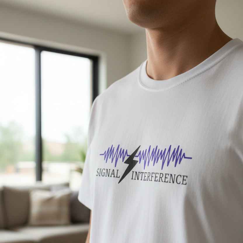 Signal Interference Tee — Quiet Static, Visible Spark