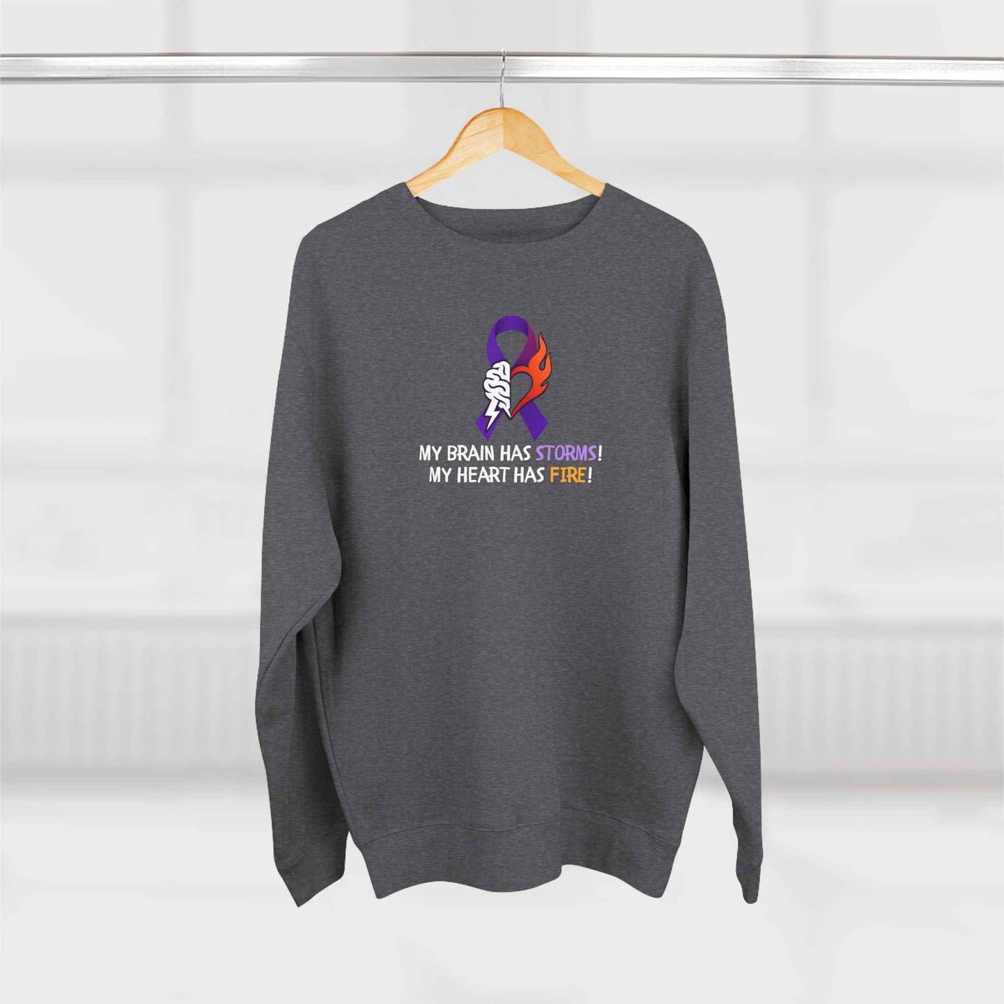 Epilepsy Awareness “Brain Storms & Heart Fire” Unisex Sweatshirt