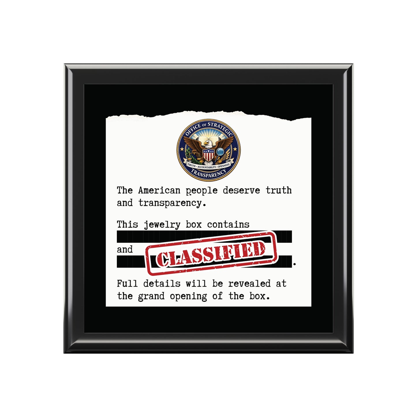 CLASSIFIED — Redacted Memo Keepsake Box