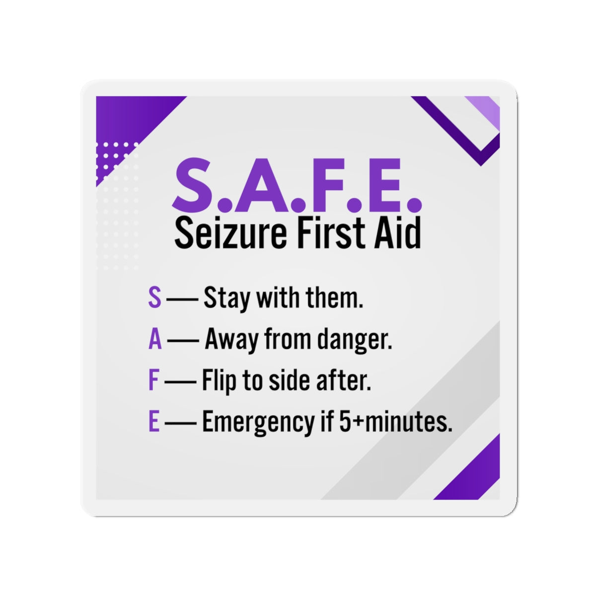 S.A.F.E. Seizure First Aid Magnet – Epilepsy Awareness Emergency Guide