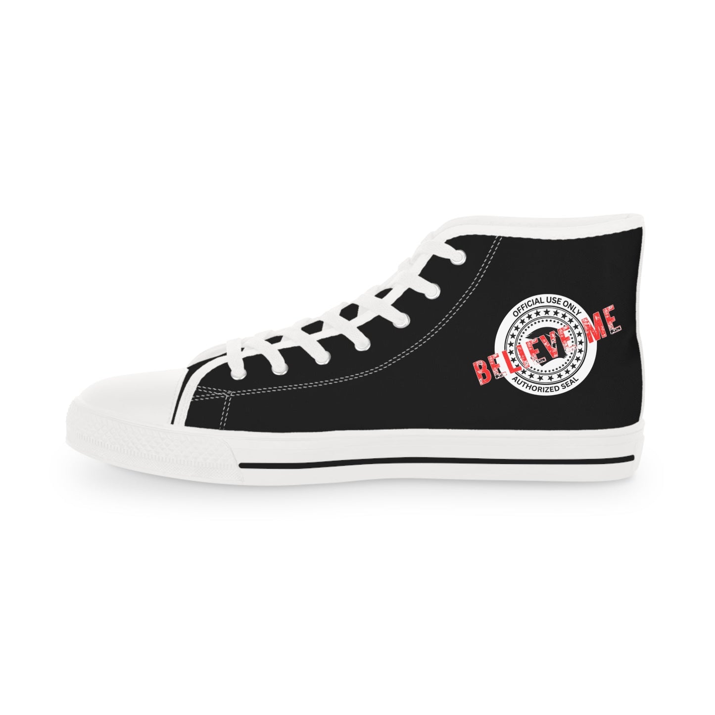Believe Me Men’s High-Top Sneakers – Political Parody Statement Shoes