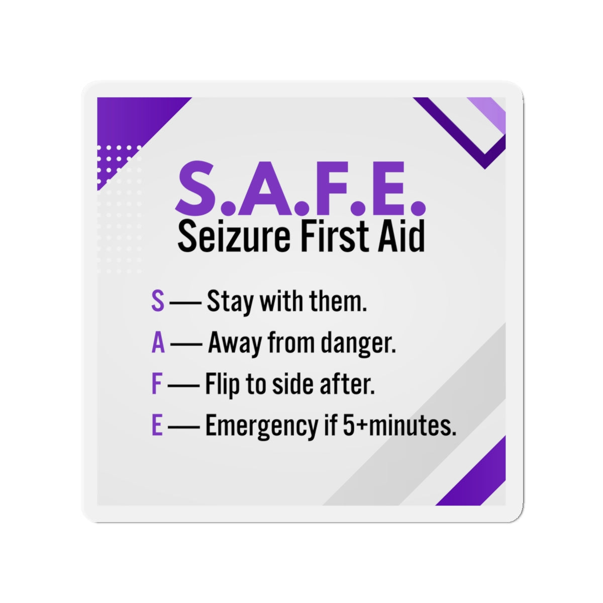 S.A.F.E. Seizure First Aid Magnet – Epilepsy Awareness Emergency Guide
