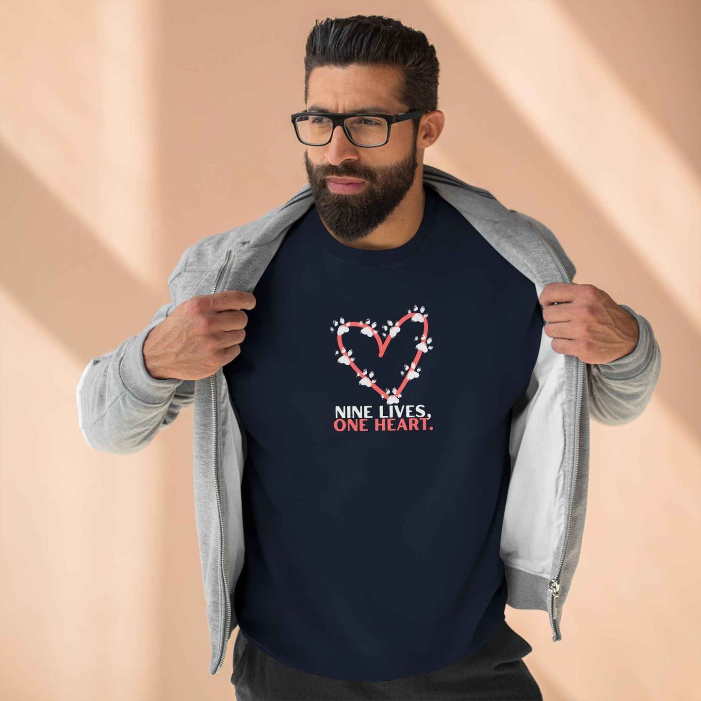 Nine Lives, One Heart – Cat Lover Sweatshirt
