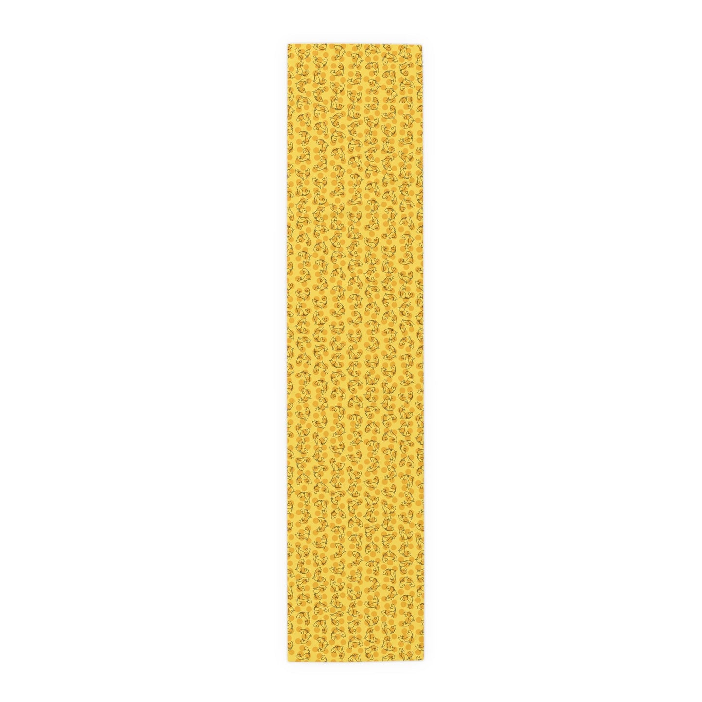 Golden Purr Cat Table Runner – Minimalist Line Art Polka Dot Design