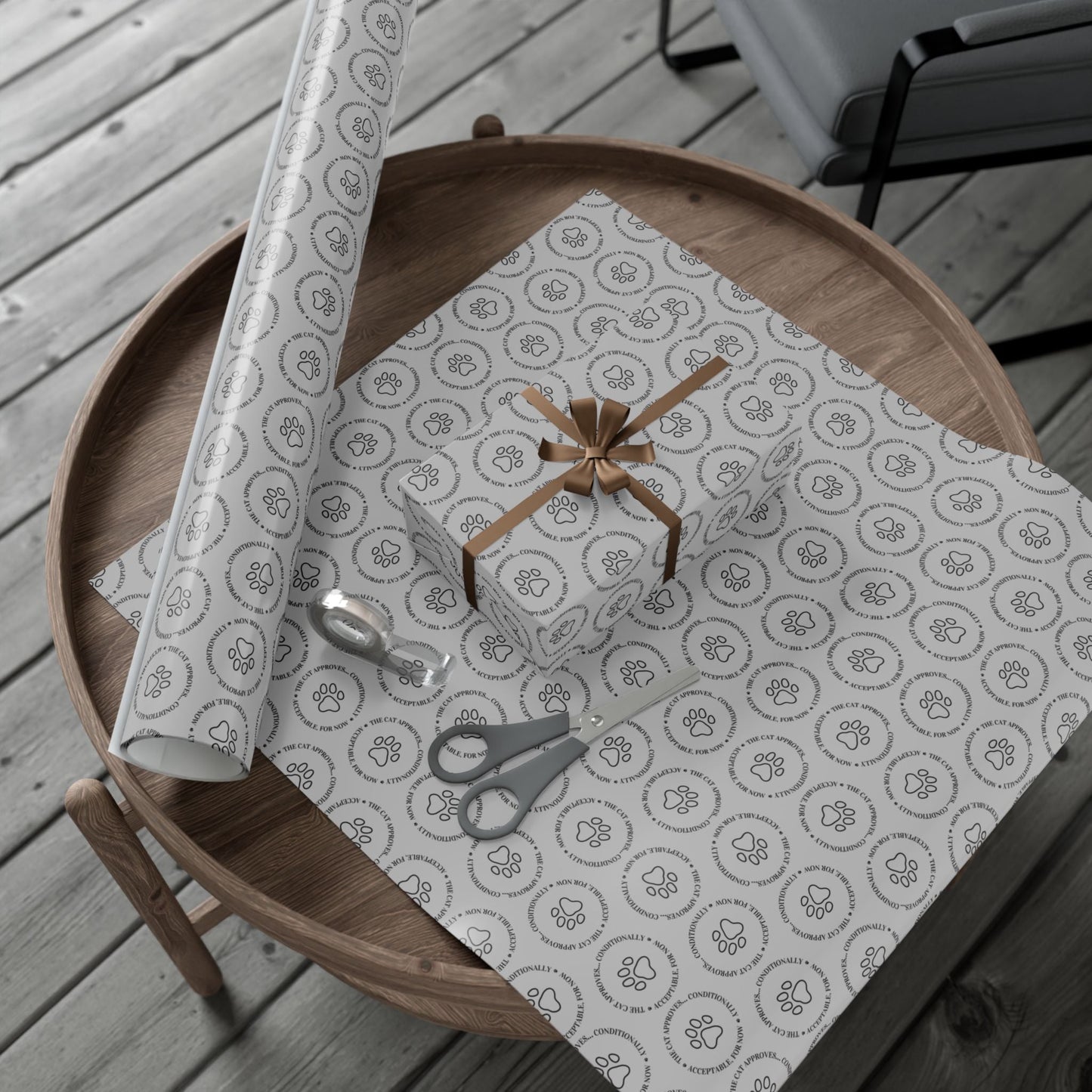 The Cat Approves Gift Wrap Paper (Cat-Themed Humor)