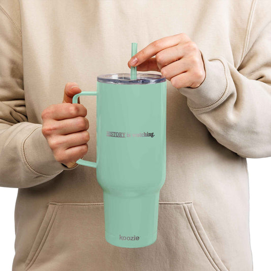 History Is Watching 40oz Insulated Tumbler – Engraved Travel Mug with Handle