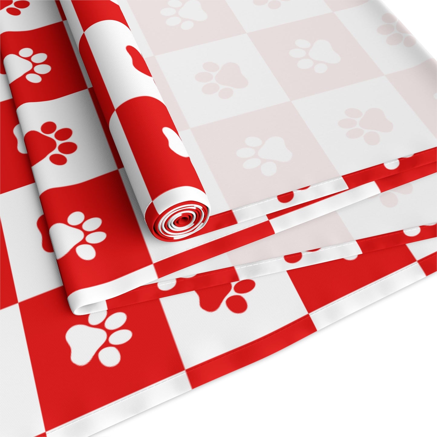 Red & White Paws Table Runner (Cotton, Poly)