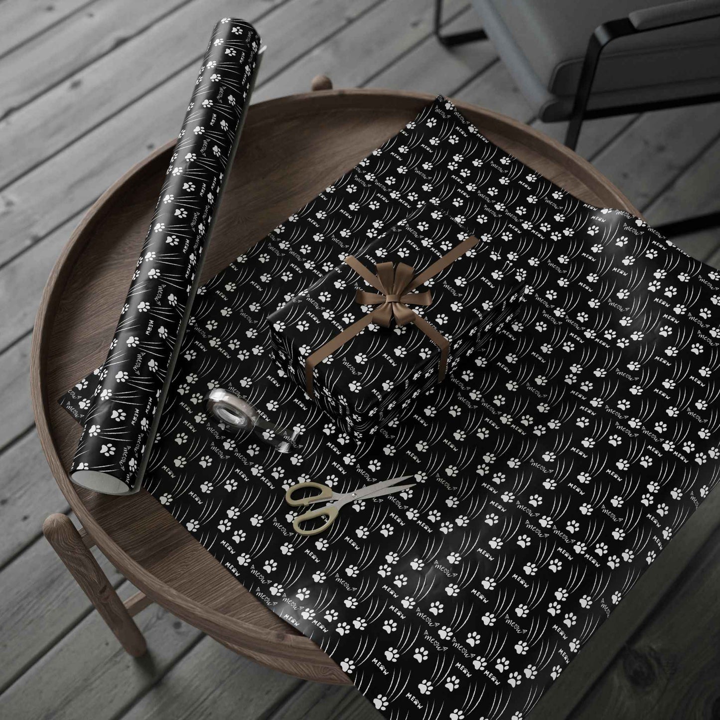 Cat Paw Scratch Gift Wrap – Black & White