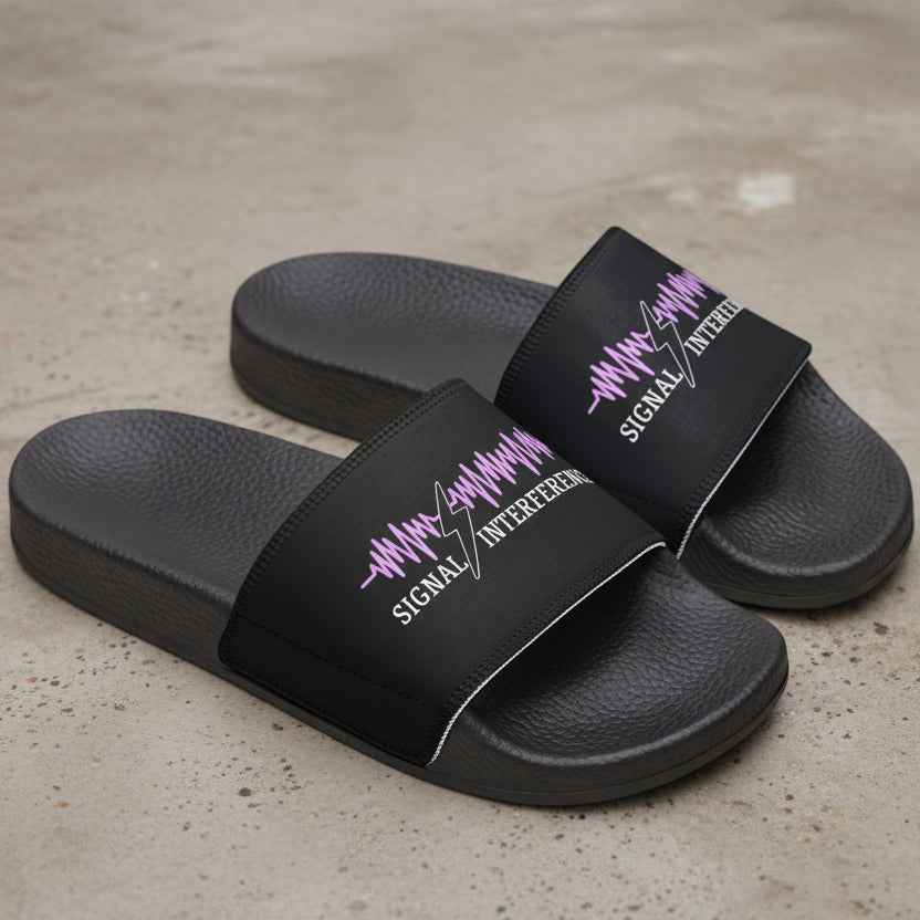 Signal Interference Slide Sandals — Controlled Chaos Edition