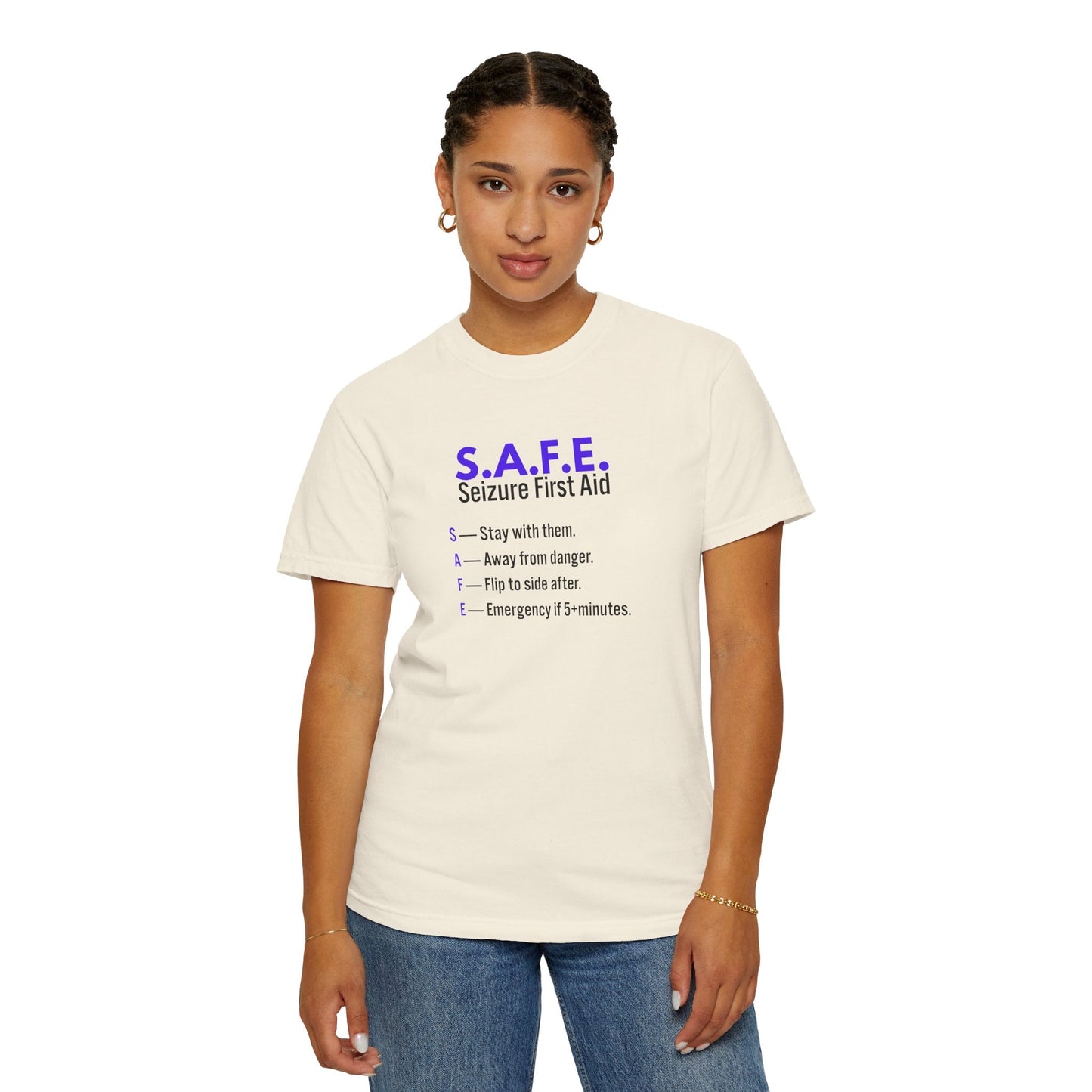 S.A.F.E. Seizure First Aid T-Shirt – Epilepsy Awareness Education Tee