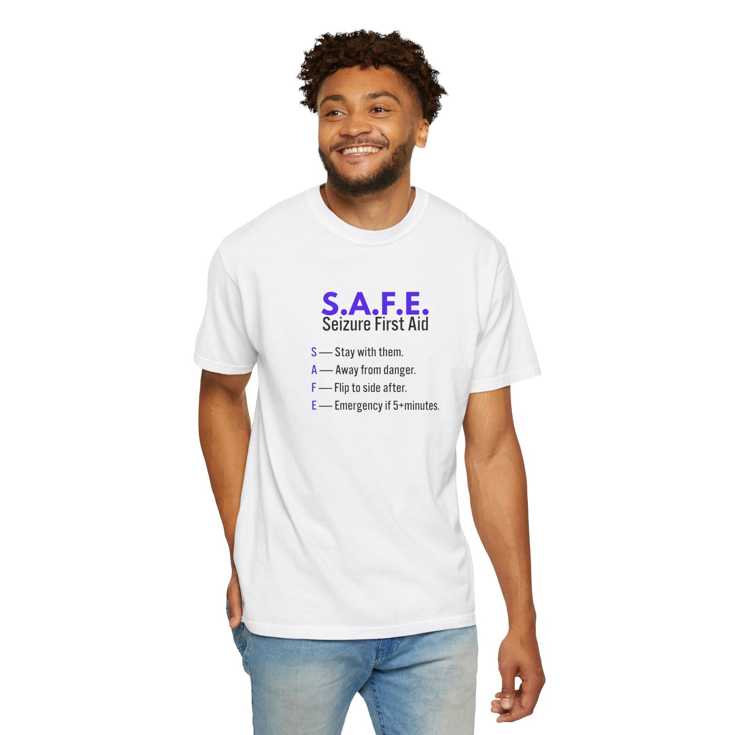 S.A.F.E. Seizure First Aid T-Shirt – Epilepsy Awareness Education Tee