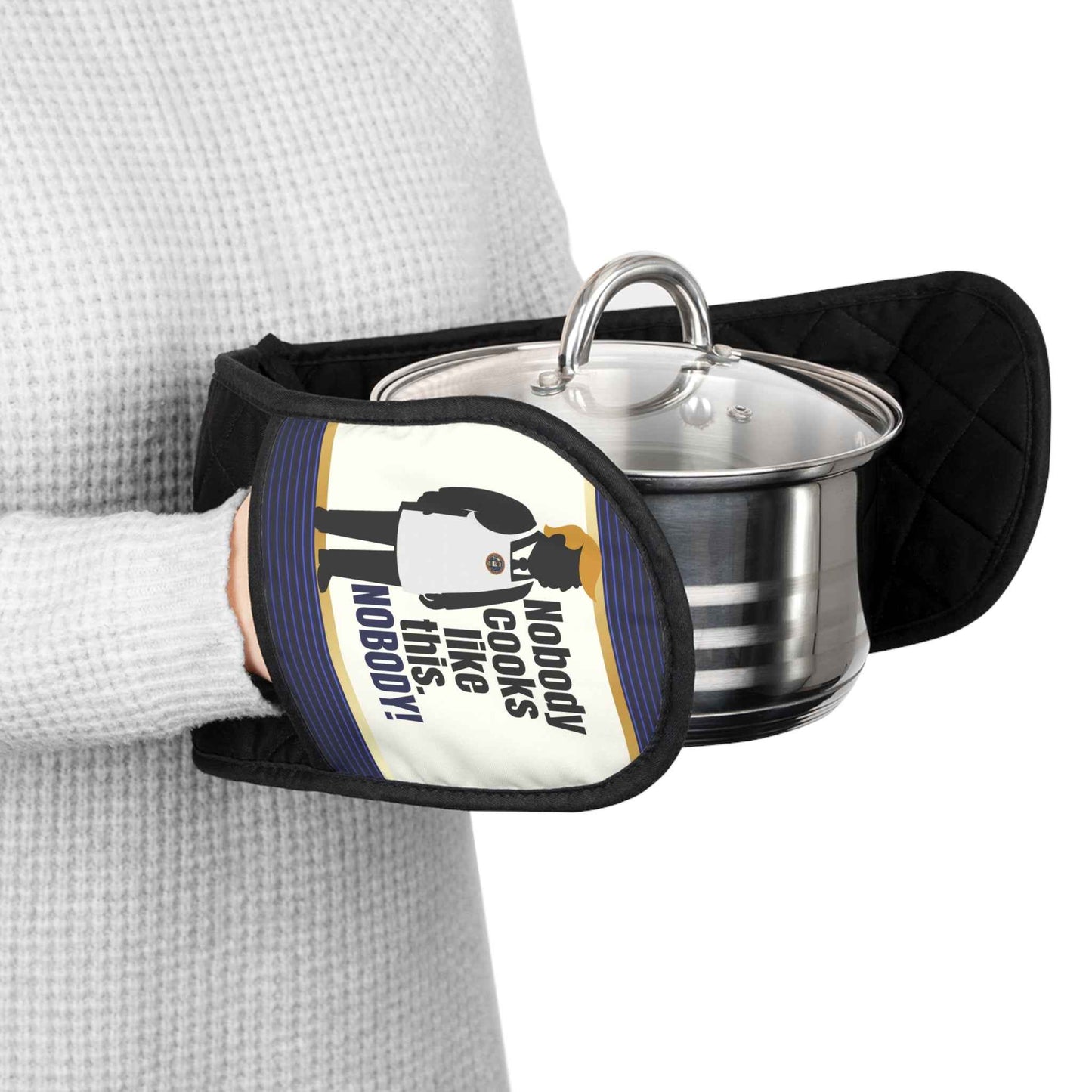 “Nobody Cooks Like This. Nobody.” Political Parody Oven Mitt / Pot Holder