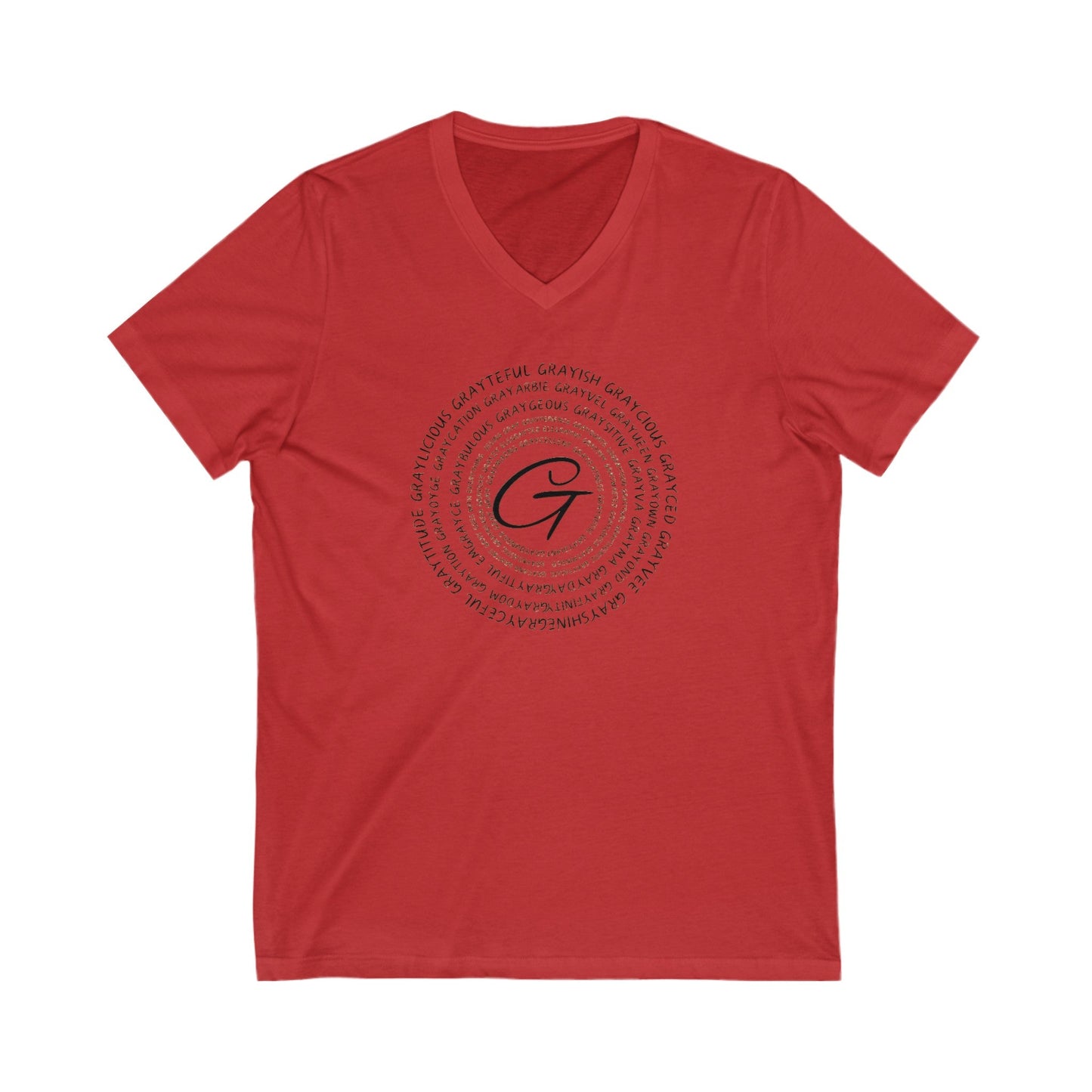 Unisex Jersey Short Sleeve V-Neck Tee Gray word puns