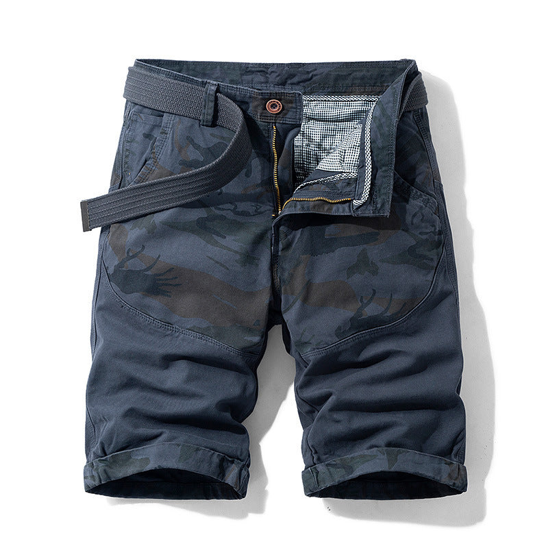 Men Red Summer Thin Print Striped Cargo Shorts