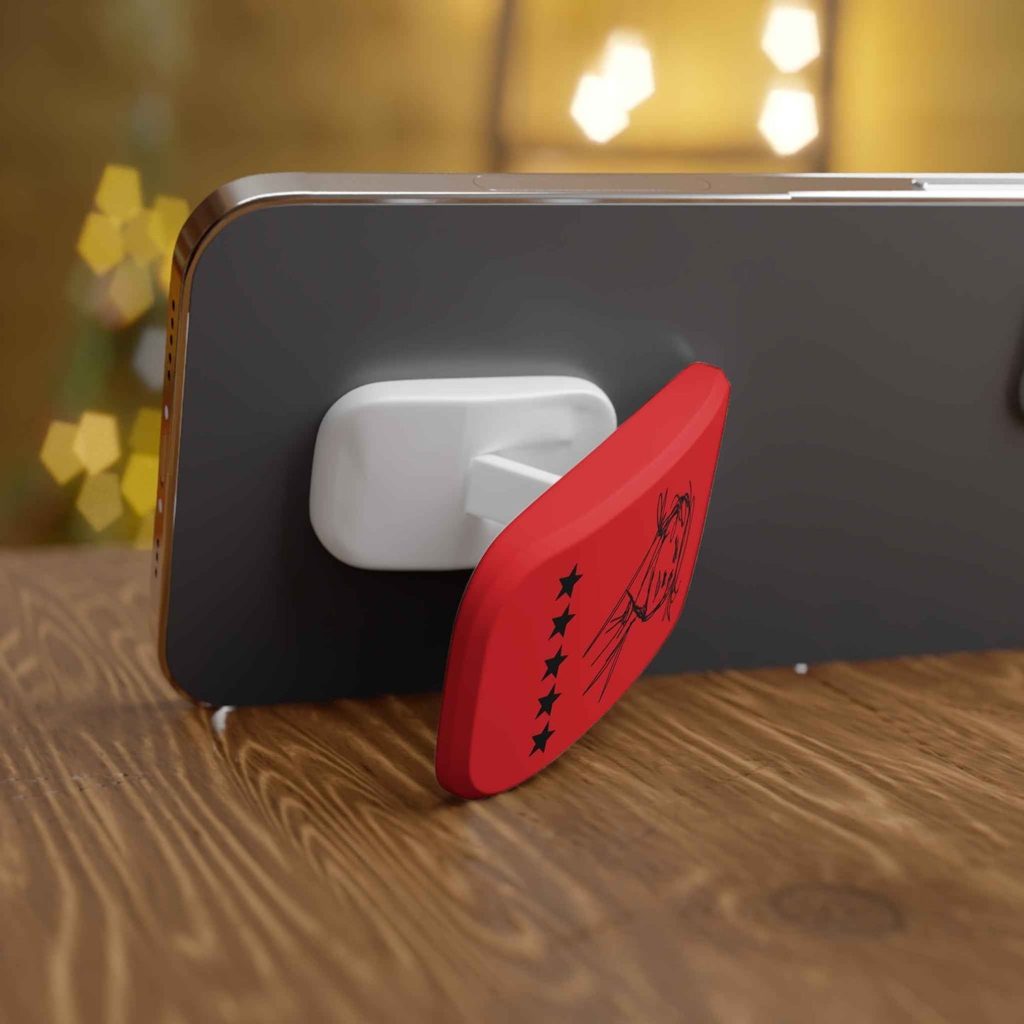 Minimal Line Portrait Phone Grip — Red Signal Edition