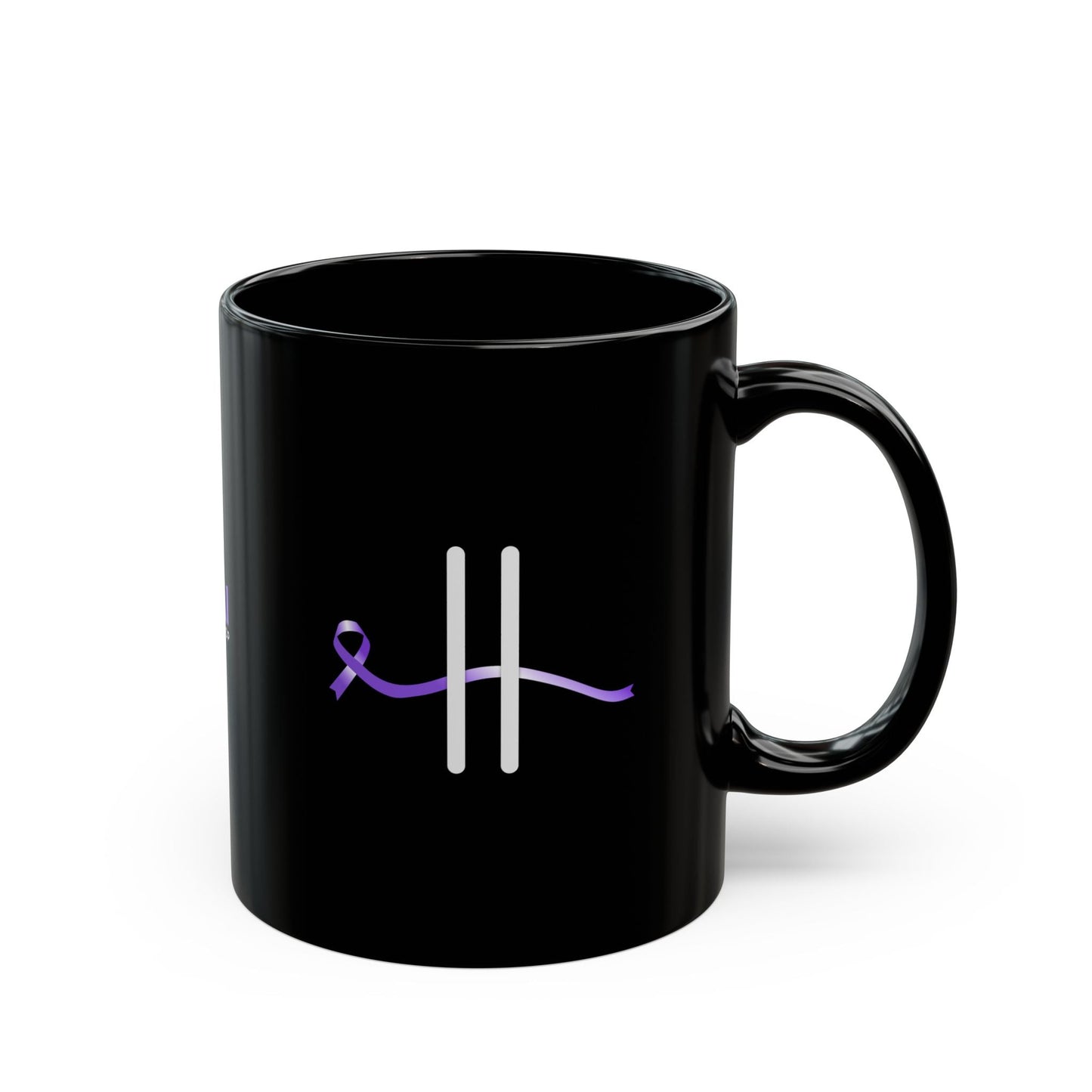 Pause for Epilepsy Awareness Purple Ribbon Black Ceramic Mug (11oz & 15oz)