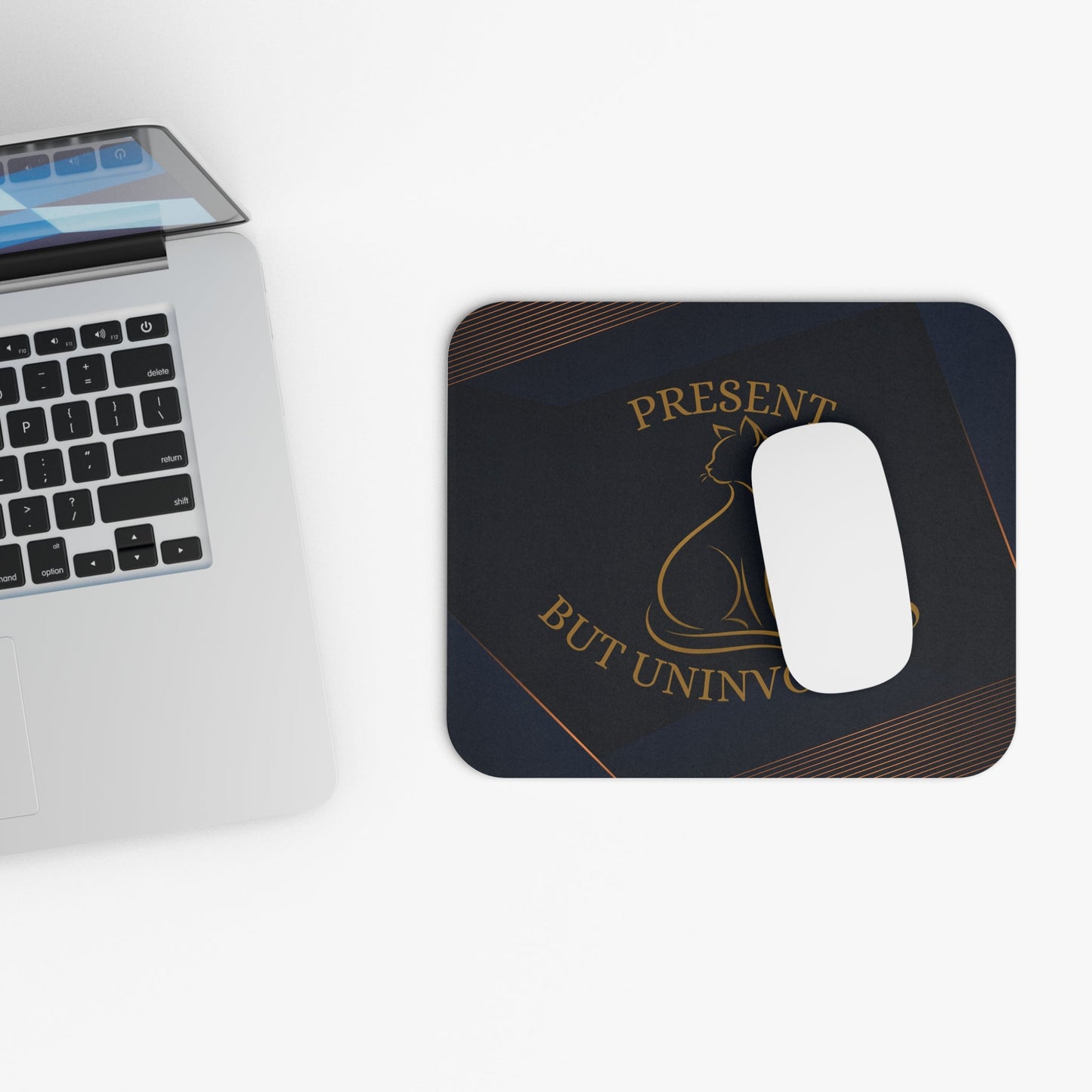 Present, But Uninvolved Cat Mouse Pad | Gold Cat Desk Accessory